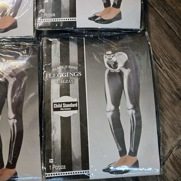 Halloween Black And Bone Leggings Child Standard Size Lot Of 4 Brand New - Picture 5 of 6